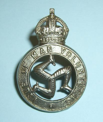 WW1  - Isle of Man Volunteers White Metal Cap Badge ( 7th Volunteer Battalion King 's Liverpool Regiment )