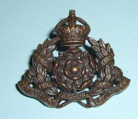 Derbyshire Imperial Yeomanry Officer's OSD Bronze Collar Badge