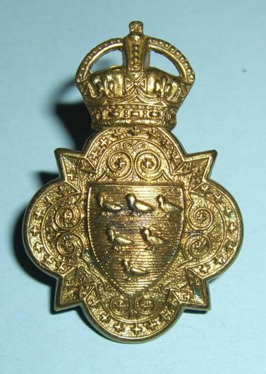 Sussex Imperial Yeomanry Officer 's Gilt Brass Metal Cap Badge
