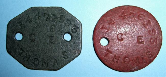 WW2 Army Identity Discs ( Dog tags ) issued to  A.C. Thomas