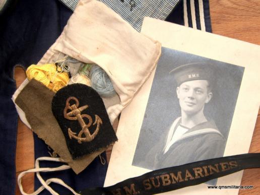Scarce WW2 Royal Navy Sailor / Ratings Uniform - H.M. Submarines Cap Tally and Photo - all attributed to K. Pegler