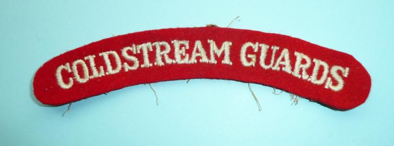 Coldstream Guards Woven White on Red Cloth Shoulder Title