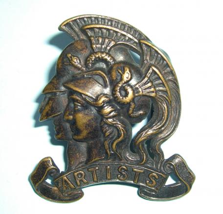 Early Artists 's Rifles / 20th Middlesex RVC Blackened Brass Slouch Hat Badge