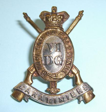 Victorian 6th Dragoon Guards ( Carabiniers ) Other Ranks Bi-Metal Cap Badge