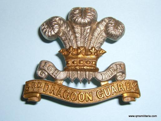 Victorian / Edwardian 3rd ( Prince of Wales's ) Dragoon Guards Other Ranks Bi-Metal Cap Badge, 3 loops