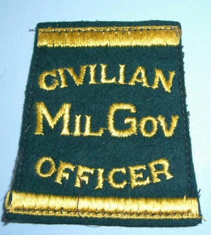 British Colonial Civilian Military Government Officer Embroidered KD Slip on Shoulder Title  - Attributed