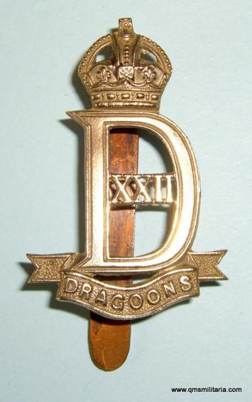 WW2 War Raised Unit - 22nd Dragoons Voided White Metal Cap Badge