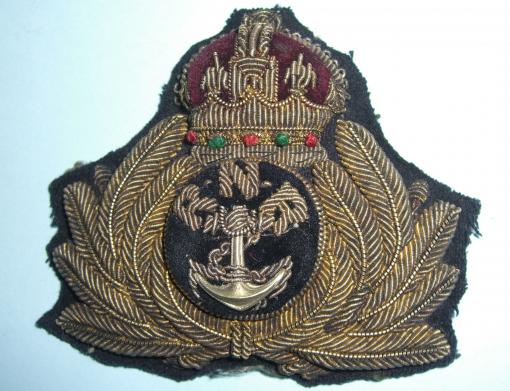 WW1 era Royal Naval Reserve RNR Officers Padded Bullion Cap Badge
