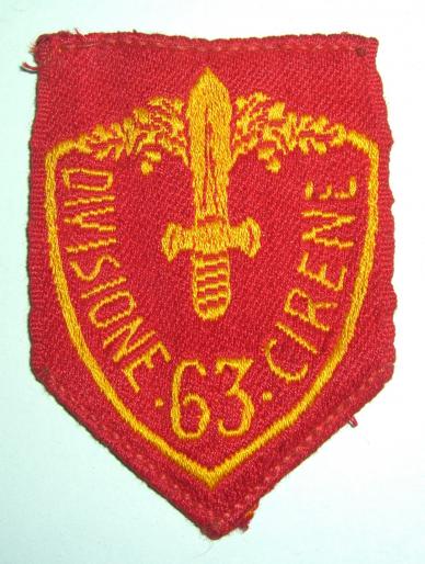 WW2 Axis Forces -  Italian Army 63 Cirene Division ( Divisione ) Woven Cloth Shoulder Title - North African Campaign