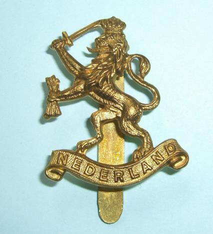 WW2 Netherlands Dutch Army Free Forces Cap Badge - Gaunt London