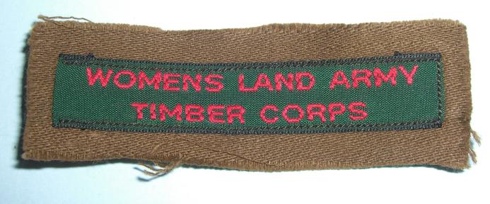 WW2 Women's Land Army ( WLA ) Timber Corps Woven Cash Tapes Style Shoulder Title