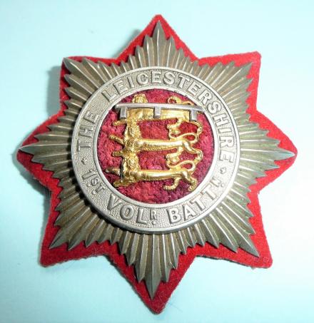 1st Volunteer Battalion ( VB) Leicestershire Regiment Officers Silver Plate and Gilt Forage Cap badge, 1880 - 1908