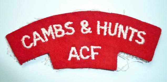Cambs & Hunts ACF Embroidered White on Red Cloth Shoulder Title