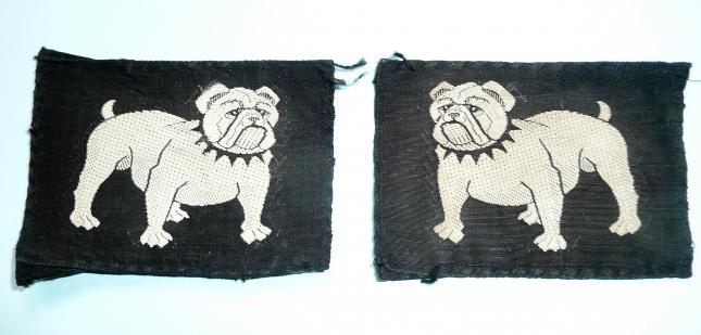 WW2 1st Pattern Eastern Command (UK) Facing & Matched Pair of Silk Woven Formation Signs