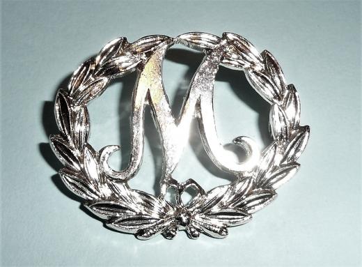 M in Wreath in AA Anodised Aluminium - Mortarman Proficiency Arm Badge