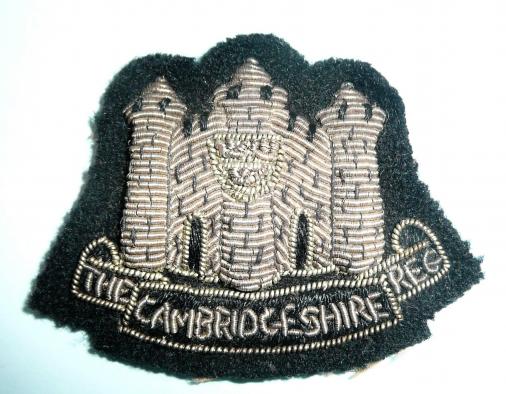 Cambridgeshire Regiment ( Territorial Army ) Officer's Silver Bullion Cap Badge