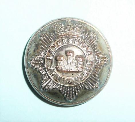 Victorian The Devonshire Regiment Volunteer Battalion (VB) Officer's Silver Plated Large Pattern Button