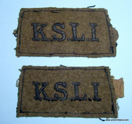 KSLI Kings Shropshire Light Infantry WW2 slip on cloth shoulder titles