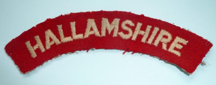 Hallamshire Embroidered Cloth Shoulder Title ( 4th Battalion (Territorials) York & Lancaster Regiment)
