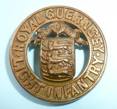 Royal Guernsey Light Infantry Militia Gilding Metal Helmet Plate Centre (HPC)