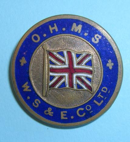 WW1 Home Front - On His Majesty's Service ( O.H.M.S. ) Wallsend Slipway & Engineering Co. Ltd On War Service - W.S. & E. Co Ltd Buttonhole Lapel Badge