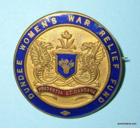 WW1 Home Front - Scarce Dundee Women's Suffrage Society War Relief Fund Gilt and Enamel Badge