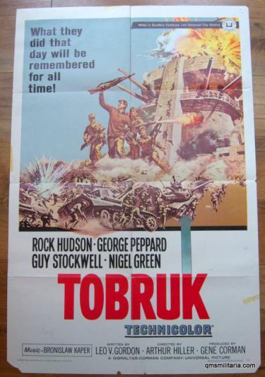 Original 1966 Film Poster - TOBRUK Rank Films Cinema Release - Long Range Desert Group ( LRDG / SAS ) Special Forces interest