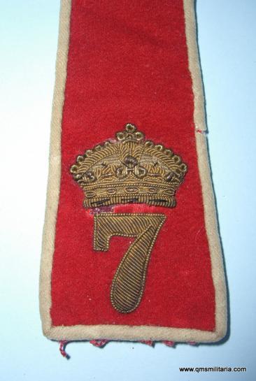 The 7th Royal Fusiliers ( City of London Regiment ) ( 7th Foot) Senior NCO's Gold Bullion Shoulder Strap with brass button, pre 1881