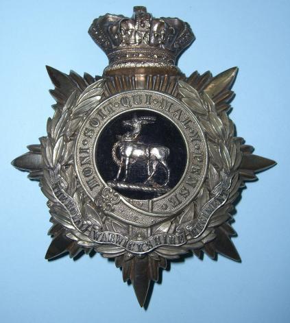 Victorian Warwickshire Regiment Militia / Volunteer Battalion Officer 's Silver Plated Helmet Plate, 1880 - 1902