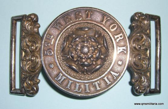 5th West York Militia Officer's Silver Plated Waist Belt Clasp ( WBC ) - Also of Yorkshire Regiment ( Green Howards ) Interest
