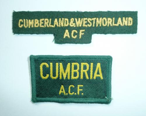 Cumberland Westmorland / Cumbria ACF cloth shoulder titles