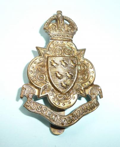 The Sussex Yeomanry ( Dragoons ) Brass Cap Badge - Larger Pattern