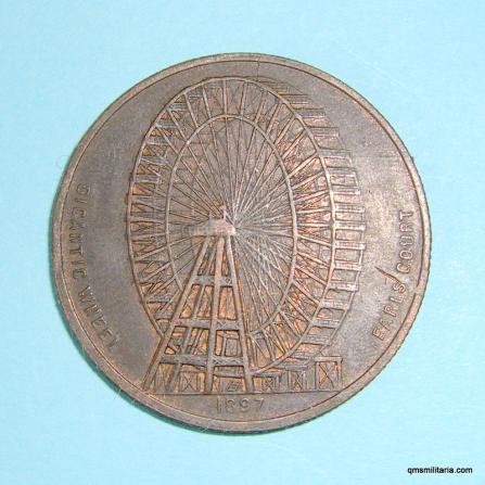 Historical Bronze Old Penny sized Medallion commemorating the Gigantic Wheel at Earls Court London in 1897