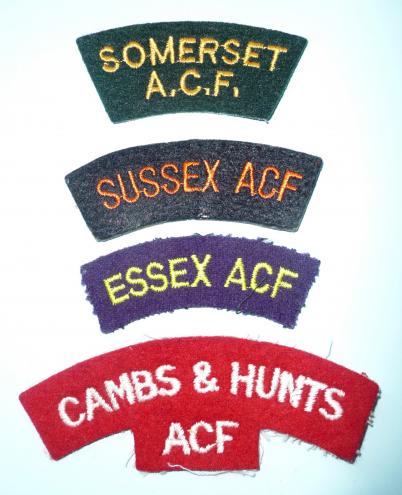 Selection of English County Army Cadet Force (ACF) embroidered cloth shoulder titles