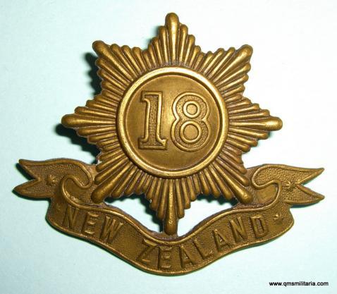 WW1 New Zealand Expeditionary Force - 18th Reinforcements Brass Cap Badge