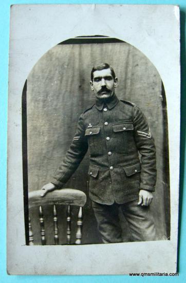 WW1 Original Postcard of Territorial Force Corporal wearing his Imperial Service Bar