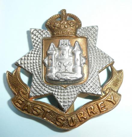 WW1 / WW2 The East Surrey Regiment (31st & 70th Foot)  Other Ranks Bi-Metal Cap Badge