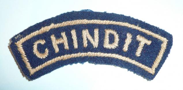 WW2 Embroidered Chindit ( 3rd Indian Infantry Division ) Shoulder Title, White on Blue 
