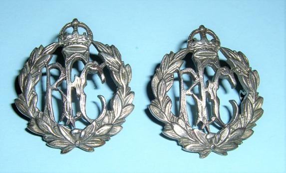 WW1 Royal Flying Corps ( RFC ) Matched Pair of Officers Silver Collar Badges