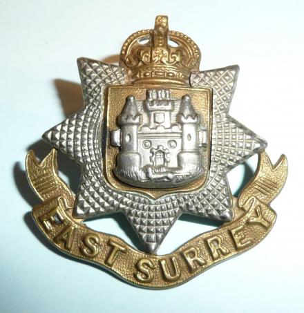 The East Surrey Regiment (31st & 70th Foot) Other Ranks Edwardian Issue Bi-Metal Cap Badge