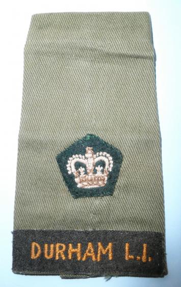 Durham Light Infantry DLI Major Officer's Small Embroidered Cloth Shoulder Title mounted on Slip-on for wear Shirt Sleeve Order - 1950s