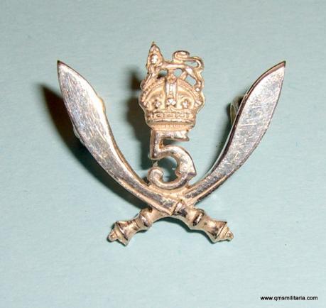 5th Gurkhas Officers WW2 1945 Hallmarked Silver Field Service Cap Badge