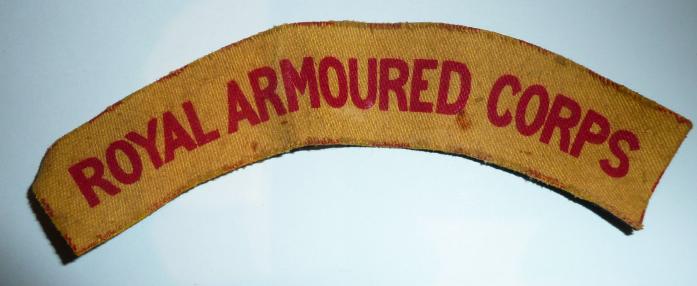 WW2 Royal Armoured Corps (RAC) Original Printed Cloth Shoulder Title