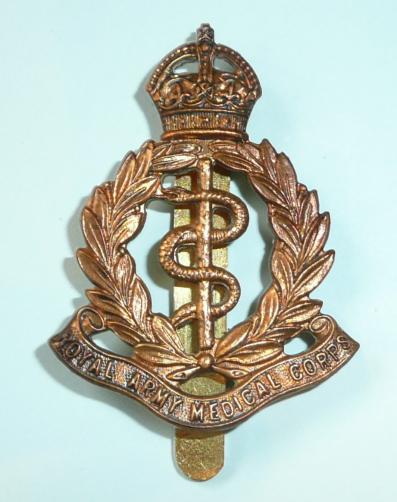 RAMC Royal Army Medical Corps Brass Gilding Metal Cap Badge