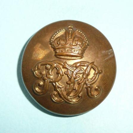 RTR Royal Tank Regiment Officers Large Pattern Gilt Brass Button, Kings Crown