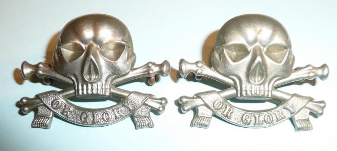 17th Lancers (Duke of Cambridge's Own) Pair of Large Pattern Other Ranks White Metal Collar Badges