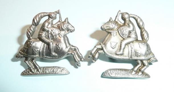 Fife & Forfar Yeomanry Facing Pair of White Metal Collar Badges