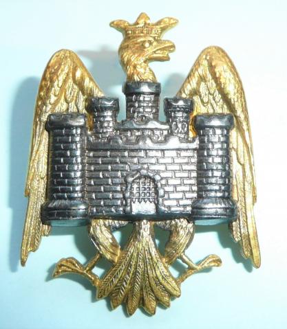 Bedfordshire Yeomanry Silver Plated and Gilt Officers Cap Badge - Gaunt (Late Jennens)