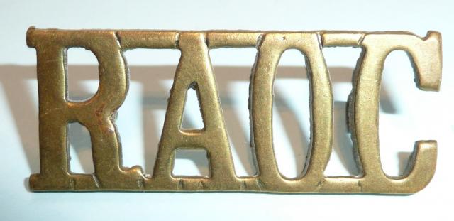 WW2 RAOC Royal Army Ordnance Corps Other Ranks Brass Shoulder Title