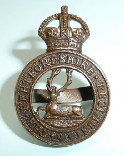 The Hertfordshire Regiment (Territorials) Officers OSD Bronze Cap Badge - Ludlow
